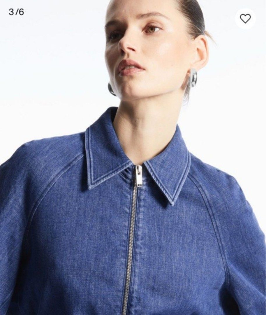 cos zip up denim dress COS Half-Zip Denim Midi Dress