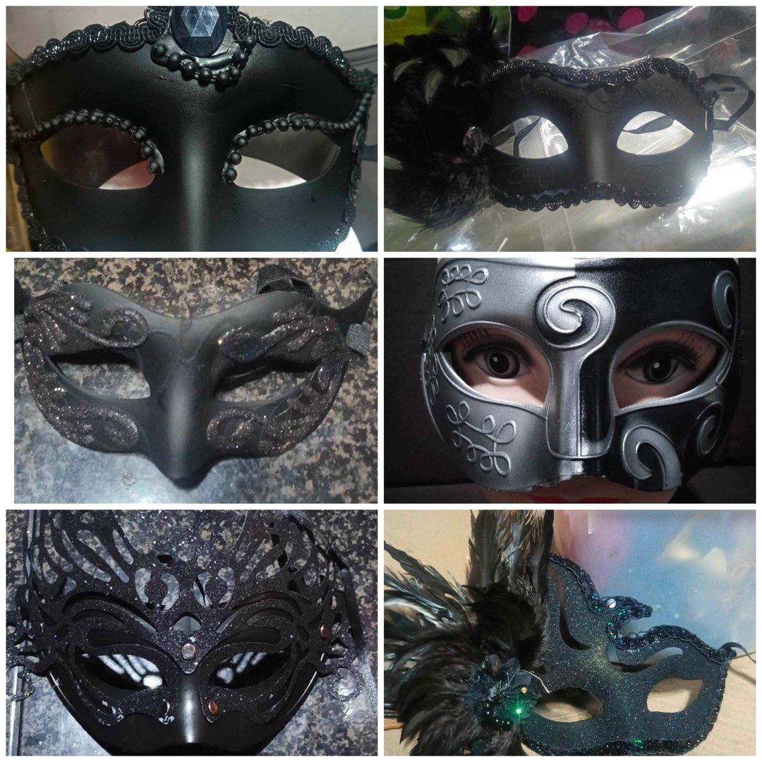 CUTESY MASK BLACK SILVER MASQUERADE MASK (Category: Face Masks & Face Shields) located in Quezon City. Submitted by cutesymask (Listing ID 1300749037, Image 2). Description: price depends on the design Can costumize with stick or non stick.