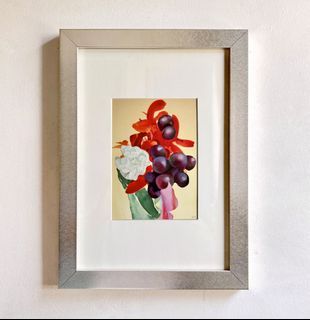 FLOWERS FOR GEORGIA Series Original Collage Art Works 37 x27cm with GLASS FRAME