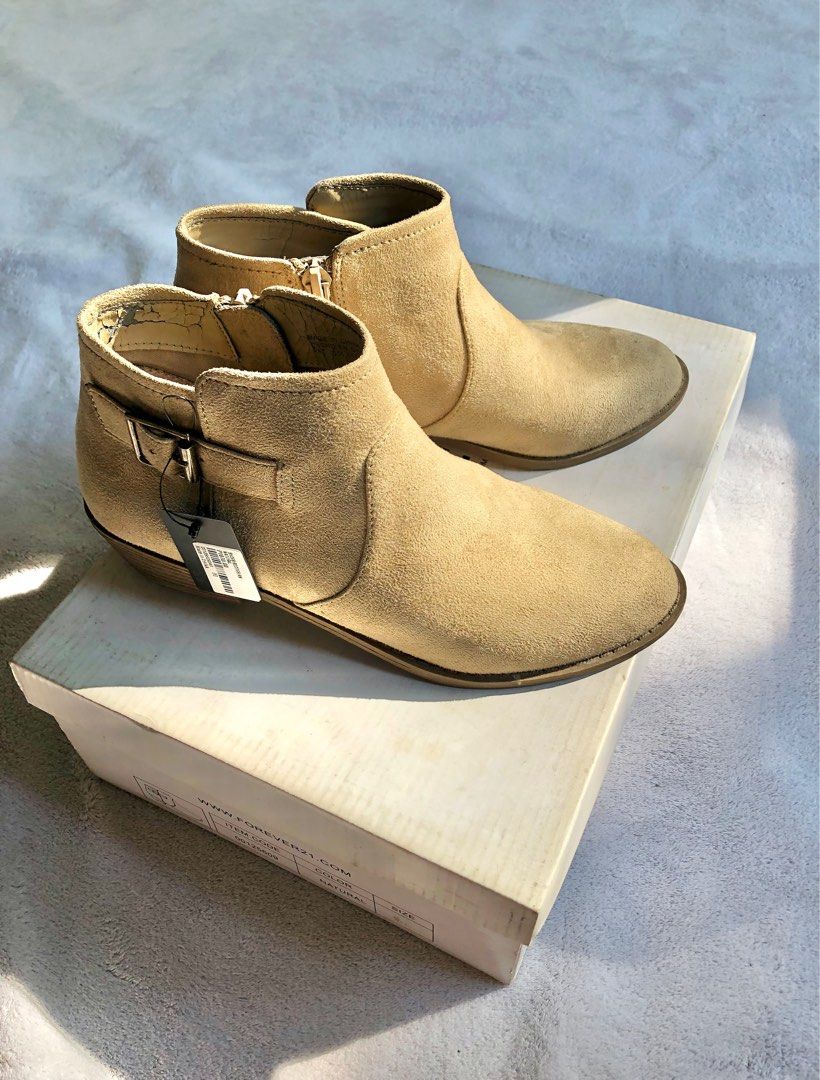 FOREVER 21 Suede Ankle Boots Women s Fashion Footwear Boots on Carousell