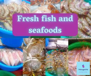 Fresh fish, meat and vegetables