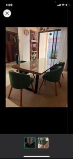 Green Suede Dining Chair Set