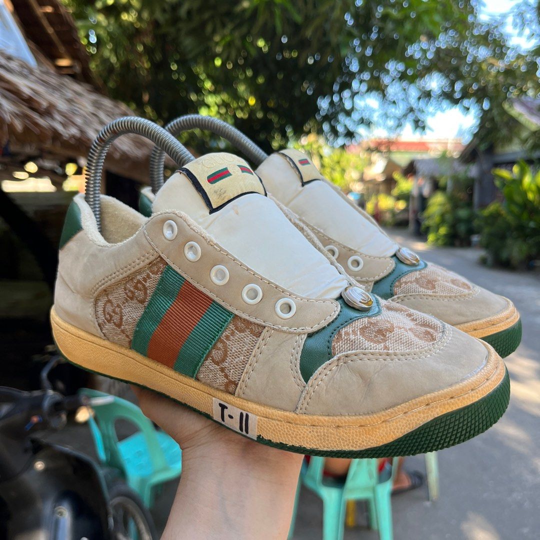 GUCCI DISTRESSED LEATHER Women s Fashion Footwear Sneakers on Carousell