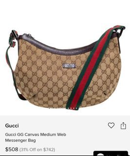 Gucci GG Canvas Medium Web Messenger Bag