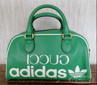 Gucci x Adidas Green Calfskin Leather Web Mini Duffle Bag