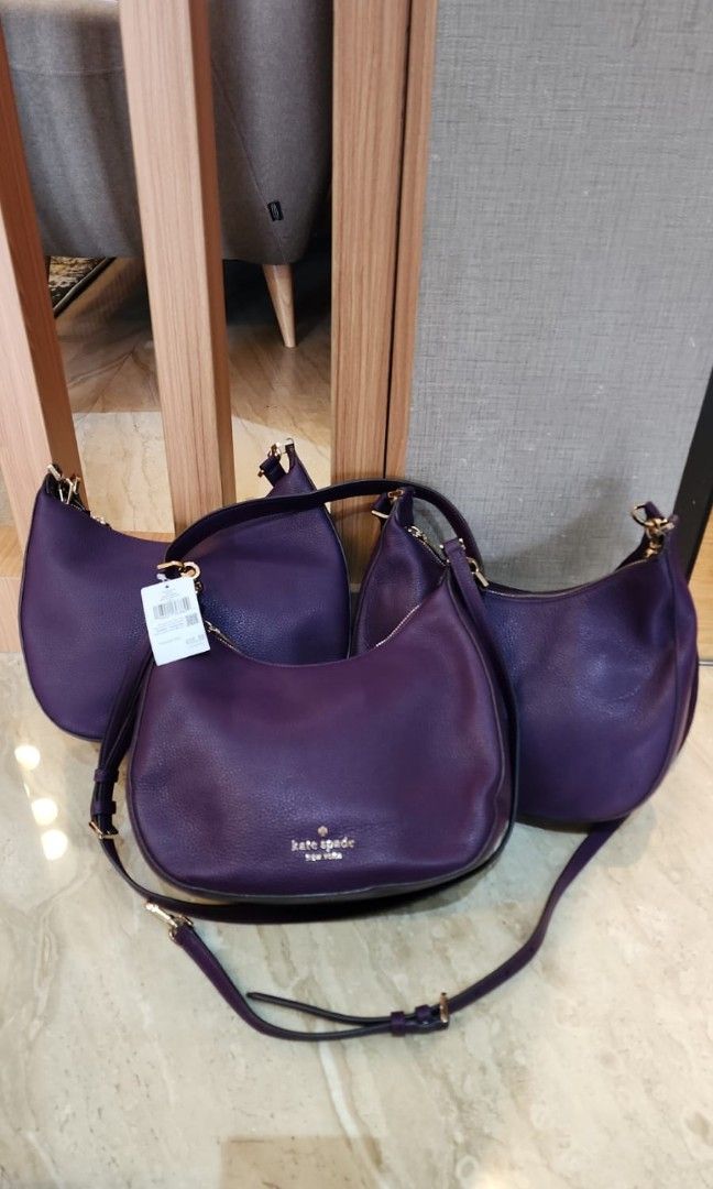 HARGA NET❗ NO NEGO ❗Kate spade Janie Pebbled Leather Shoulder Bag, Ripe  Plum,