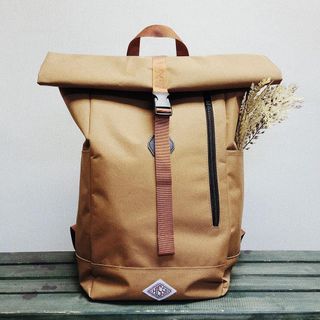 Hisso Japan Travel Brown Roll Top Backpack