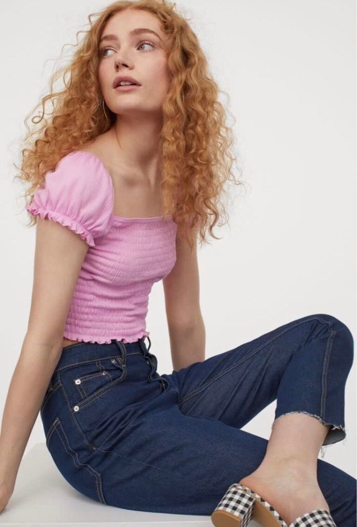 H M smocked off shoulder top