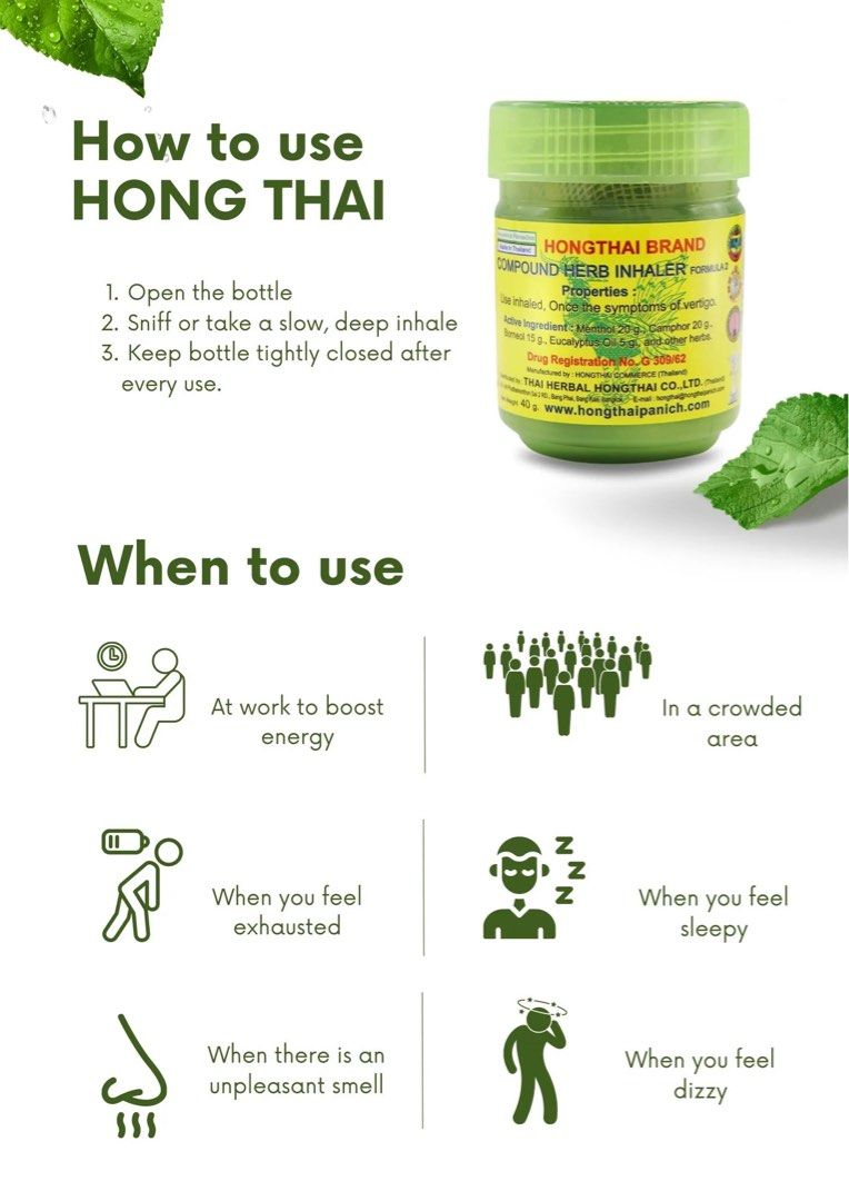 Hong Thai Inhaler Herbal Thailand, Health & Nutrition, Massage Devices