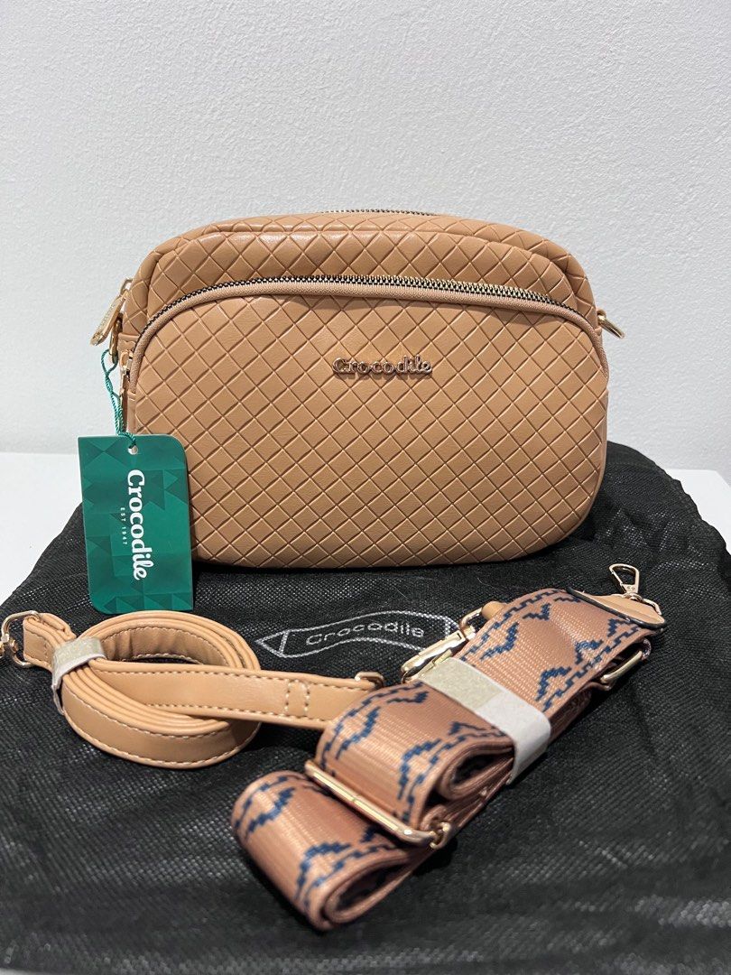 Khaki Crocodile Sling Bag