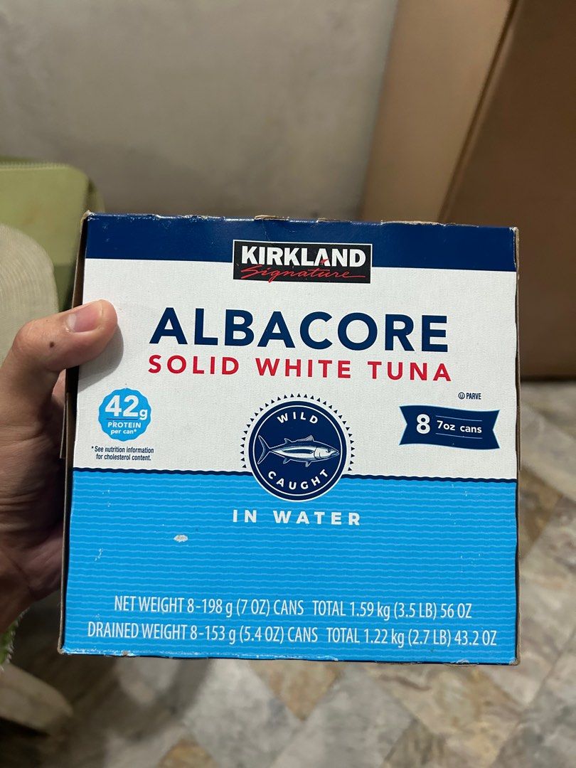 Kirkland Albacore Solid White Tuna in Water (Category: Health Food, Drinks & Tonics) located in Quezon City. Submitted by adarpgaming (Listing ID 1300618144, Image 1). Description: Online price ₱268 Get pack of 8 for ₱1500 only.