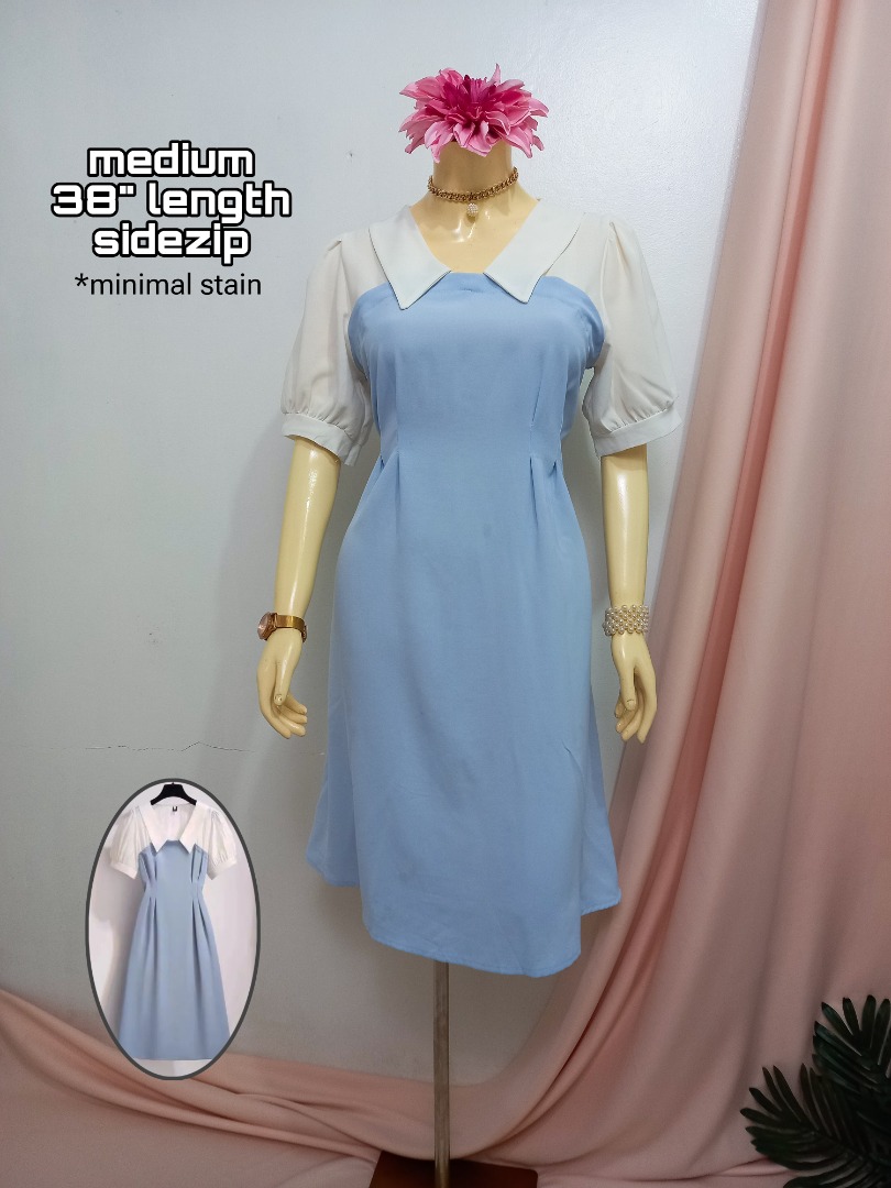 Light Blue Sweatshirt Collared Dress