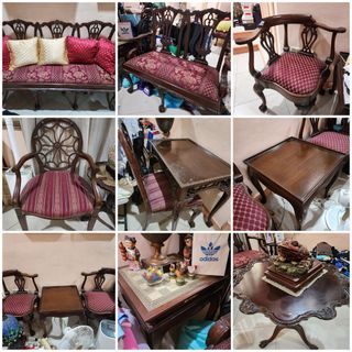 Mahogany Sala Set Sofa Set Chairs Side Tables Study Table Coffe Table with European Carvings