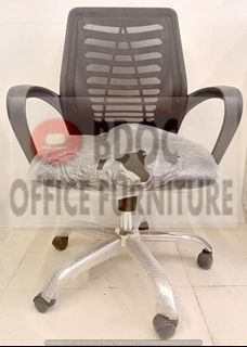 Mesh chair with arm and chrome legs star base / office partition / office table / office furniture