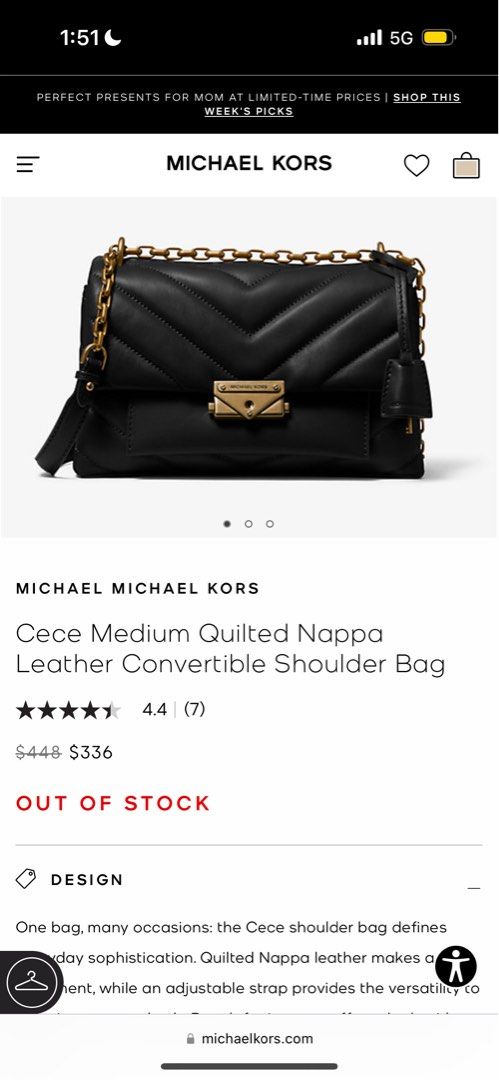 MICHAEL KORS Cece Medium Quilted Nappa Leather Convertible Shoulder Bag Luxury Bags Wallets on Carousell