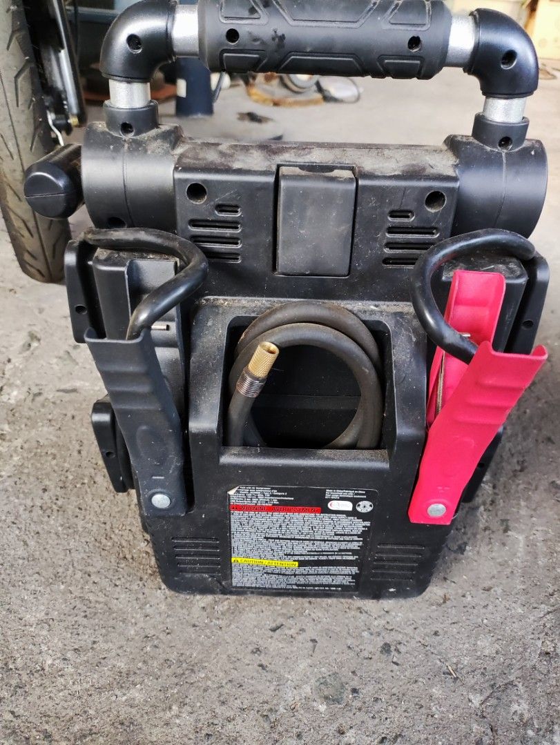 Motomaster jumpstarter with aircompressor as is (Category: Body Parts and Accessories) located in Valenzuela. Submitted by onlinesellswapgadget (Listing ID 1300630218, Image 2). Description: auto pass sa hihirit ng 1.5k Motomaster jumpstarter with aircompressor no longer working wala na charger selling as is selling as is no warranty buy at your own risk Issue: lost charger already lobat due to long time not used Pickup valenzuela or pa lalamove 