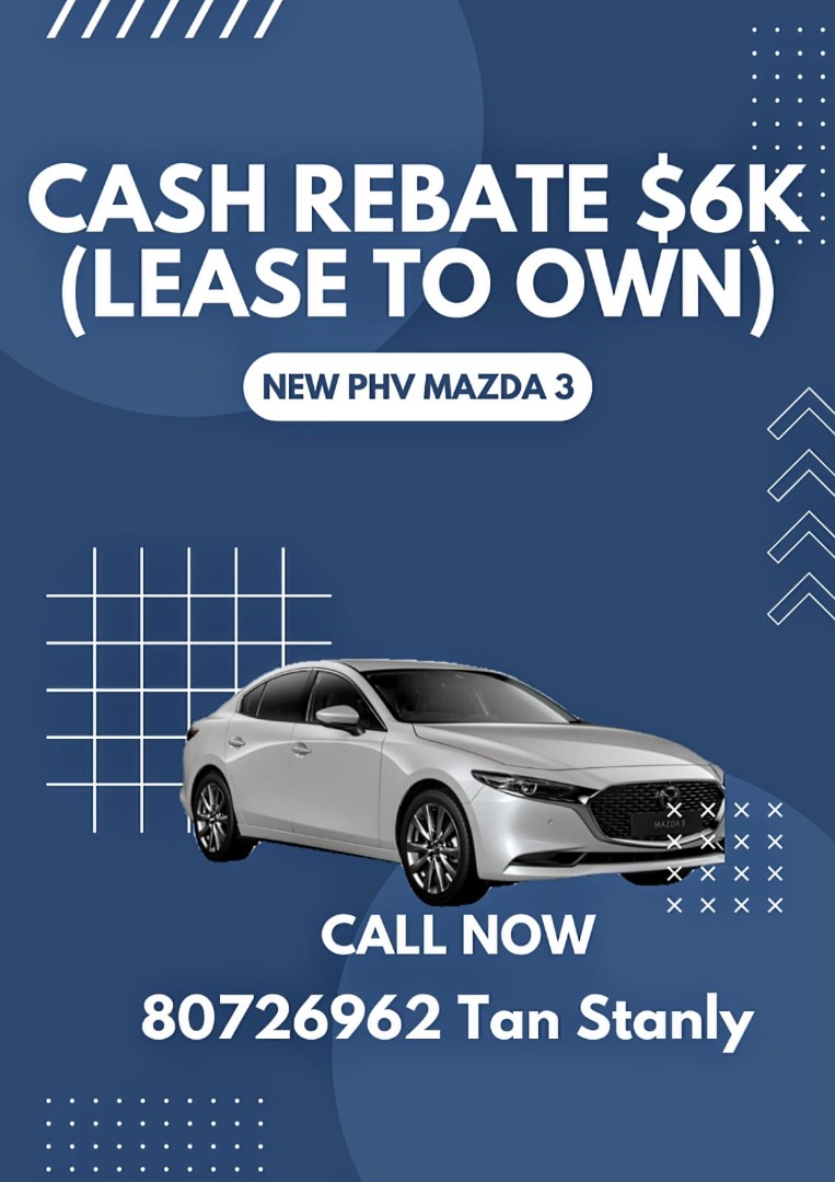 NEW PHV MAZDA 3 (PLUG IN HYBRID) CASH REBATE 6K, Cars, Car Rental on