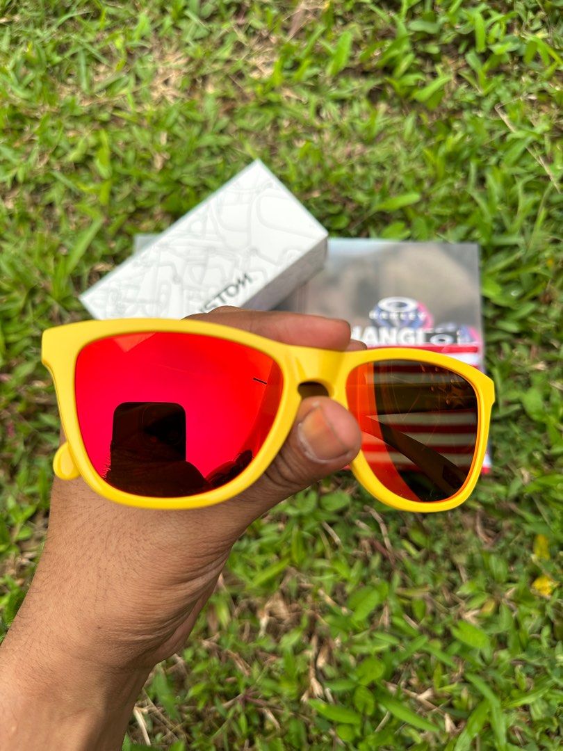 OAKLEY FROGSKINS NEON YELLOW SCHOOL BUS Men s Fashion Watches Accessories Sunglasses Eyewear on Carousell