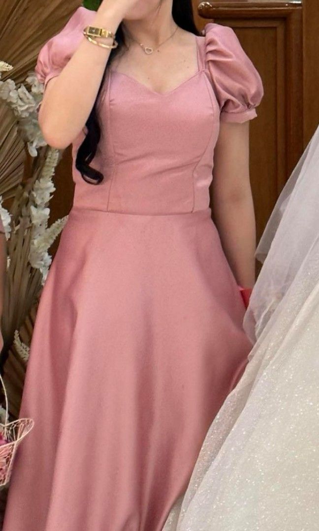 old rose satin dress Aisha Rao Fervid