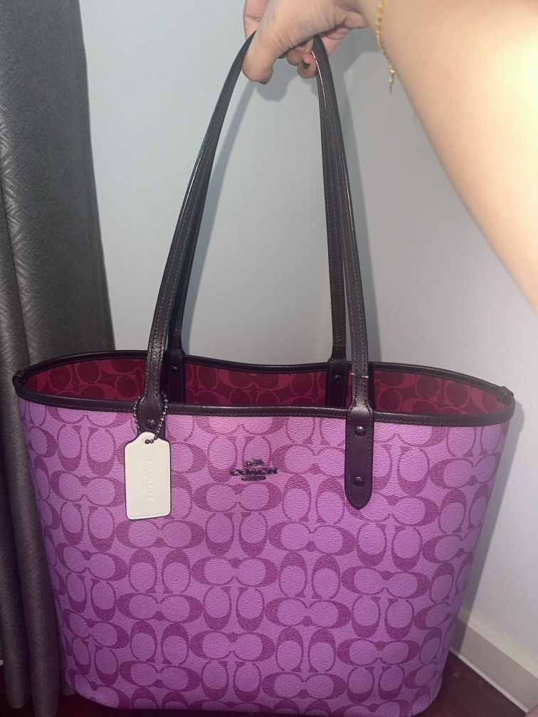 Coach reversible tote purple on sale