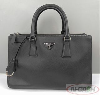 Prada Saffiano BN1293 Lux Double Zip Black Hand Bag