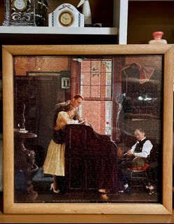 PRELOVED FROM JAPAN Norman Rockwell's "Marriage License" Framed Puzzle Wall Decoration 42cm
