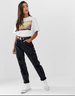 Pull & Bear Mom Ripped Jeans