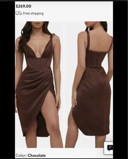 S - House of CB inspired Brown Formal Dress NEVER USED