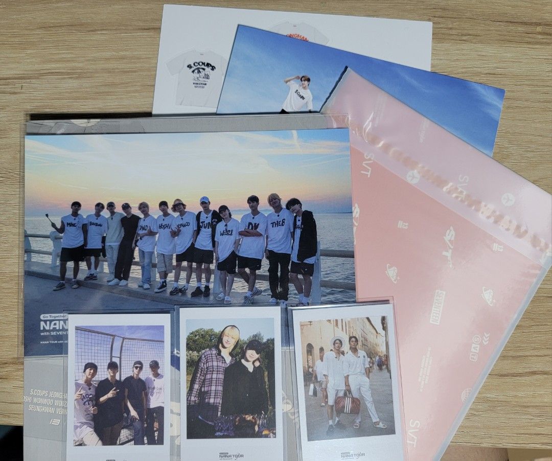 SEVENTEEN NANA TOUR SET (Category: K-Wave Merchandise) located in Taguig. Submitted by butschlii (Listing ID 1300758096, Image 1). Description: Seventeen Nana Tour Set Inclusions: - weverse POB - scheduler - 1 sticker set - folder -poster -2024 calendar - 3 instant photos Note: - all items are official - PAYO via GCASH - x sensi / impatient / rush shipping - ❌️ sco.