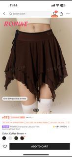 Shein Fairycore Lettuce Trim Asymmetrical Skirt