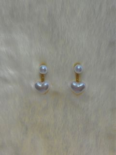 simple small love faux pearl earrings