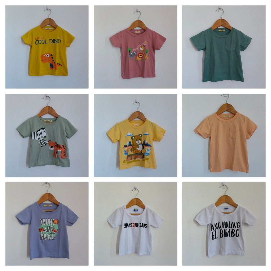 Take All! JusTees Shirts Size 24M and 2Ts plus freebies (Category: Babies & Kids Fashion) located in Muntinlupa City. Submitted by joyvilla (Listing ID 1300633084, Image 1). Description: Please manage expectations, some shirts are lightly used and some are well used (pwedeng pambahay) Take all shirts plus extra freebies for only P550. My boy is big for his size, he wore these shirts when he's 1 to 1.5 years old..