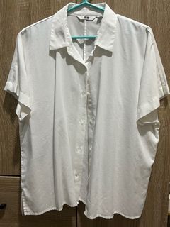 Uniqlo Rayon Short Sleeve Blouse White