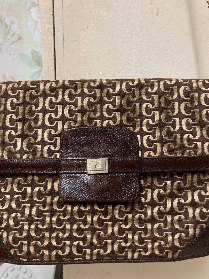Sac à Main Pochette Charles Jourdan Paris - Velours Et Cuir Bordeaux - Vintage - Occasion Très Bon état