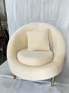 White Plush Modern Minimalist Sofa Accent Chair Home Furniture