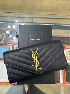 YSL Cassandre Matelasse Leather Wallet & Gold Hardware