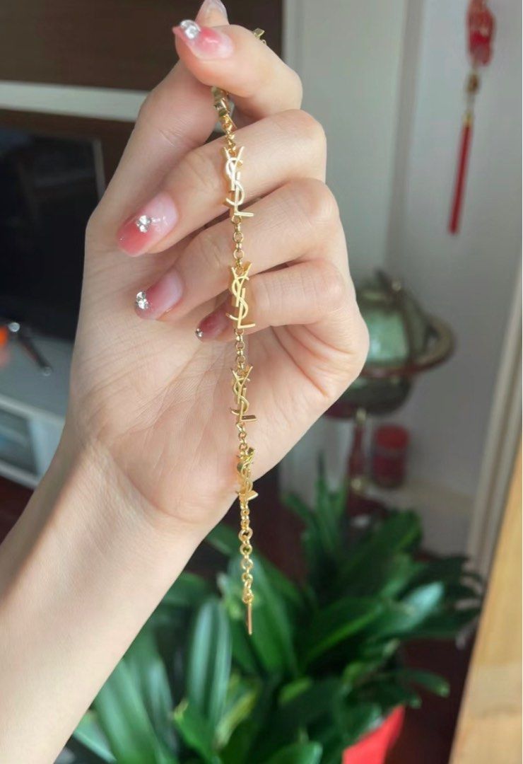 Ysl Saint Laurent gold logo bracelet 金色手鏈s/m/l
