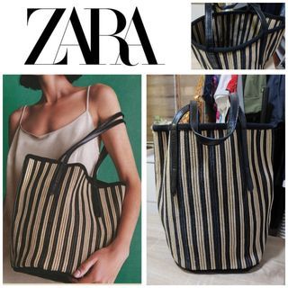 Zara Black & Tan Medium Size Tote Bag