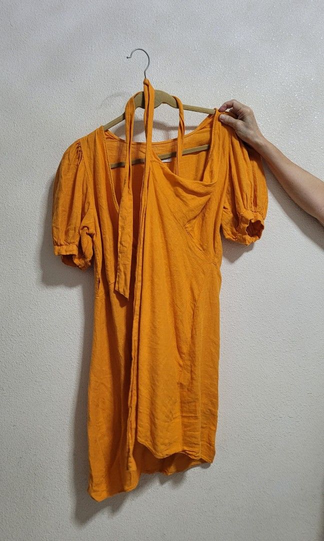 Zara Linen Wrap Dress, Women's Fashion, Dresses Sets, Dresses on