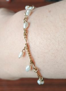 14k Chinese Gold with Authentic Fresh Sea Water Pearls Bracelet