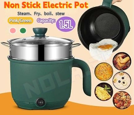 1.5L Electric Cooking Pot Stainless Steel Mini Rice Cooker Periuk Nasi Multi functional Non stick Pot