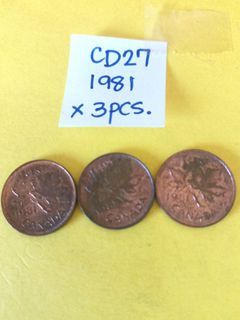 1981 Queen 👑 Elizabeth II one penny CANADA bronze coins x3