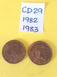 1982 & 1983 Queen 👑 Elizabeth II one penny CANADA coins