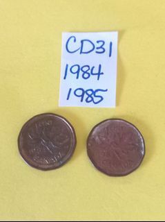 1984 & 1985 Queen 👑 Elizabeth II one penny CANADA bronze coin