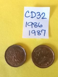 1986 & 1987 Queen 👑 Elizabeth II one penny CANADA bronze coin