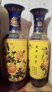 Chinese Flowers bloom and wealth  Pair Of Large Chinese Ceramic Floor Vases