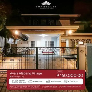 4BR 4 Bedroom House and Lot for Rent in Ayala Alabang Village, Muntinlupa City
