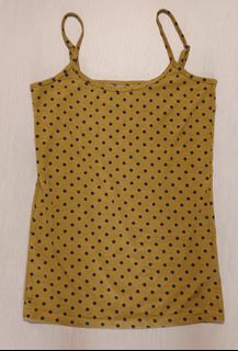 芥黃色黑圓點 波點 吊帶背心64234667393281110