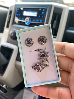 AMETHYST AND ROSE CUT MARCASITE SET