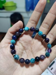 Amethyst, blue apatite, sodalite bracelet